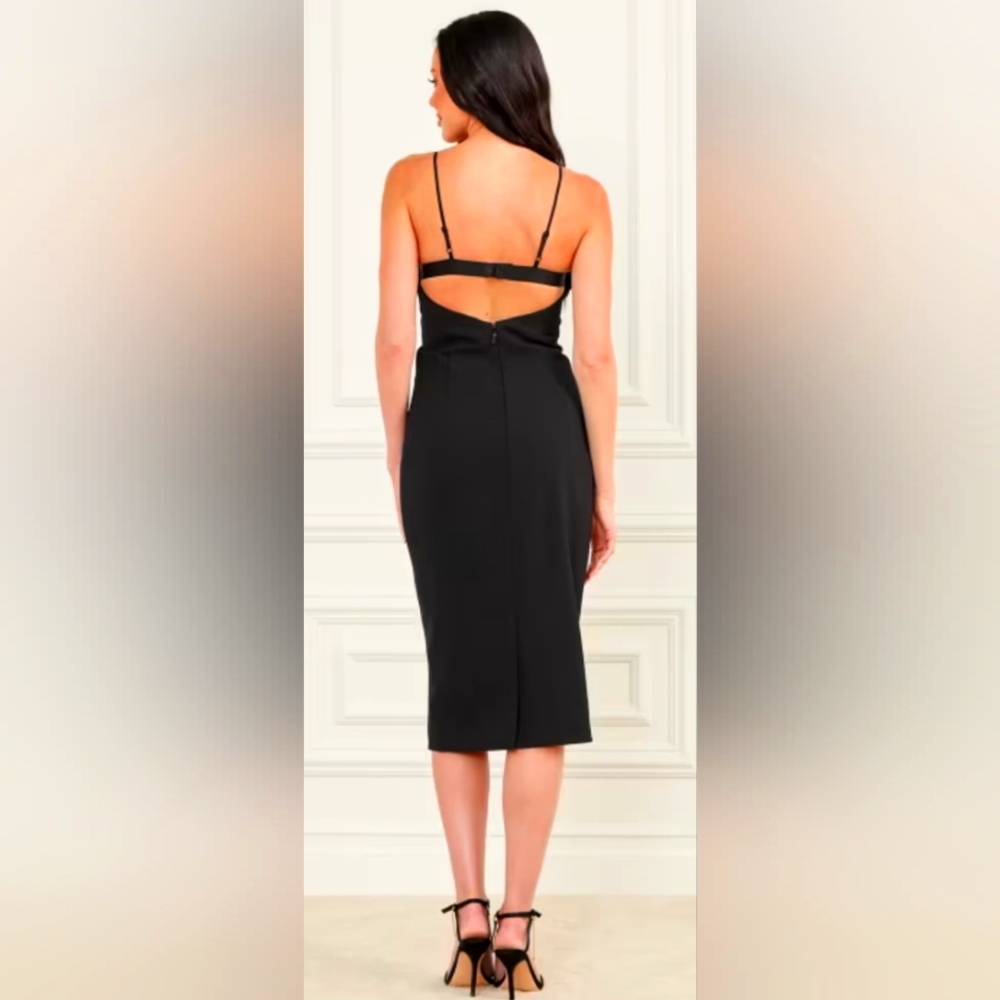 Guess By Marciano Ashs Corset Elegant Black Midi Dress Size 8 NEW